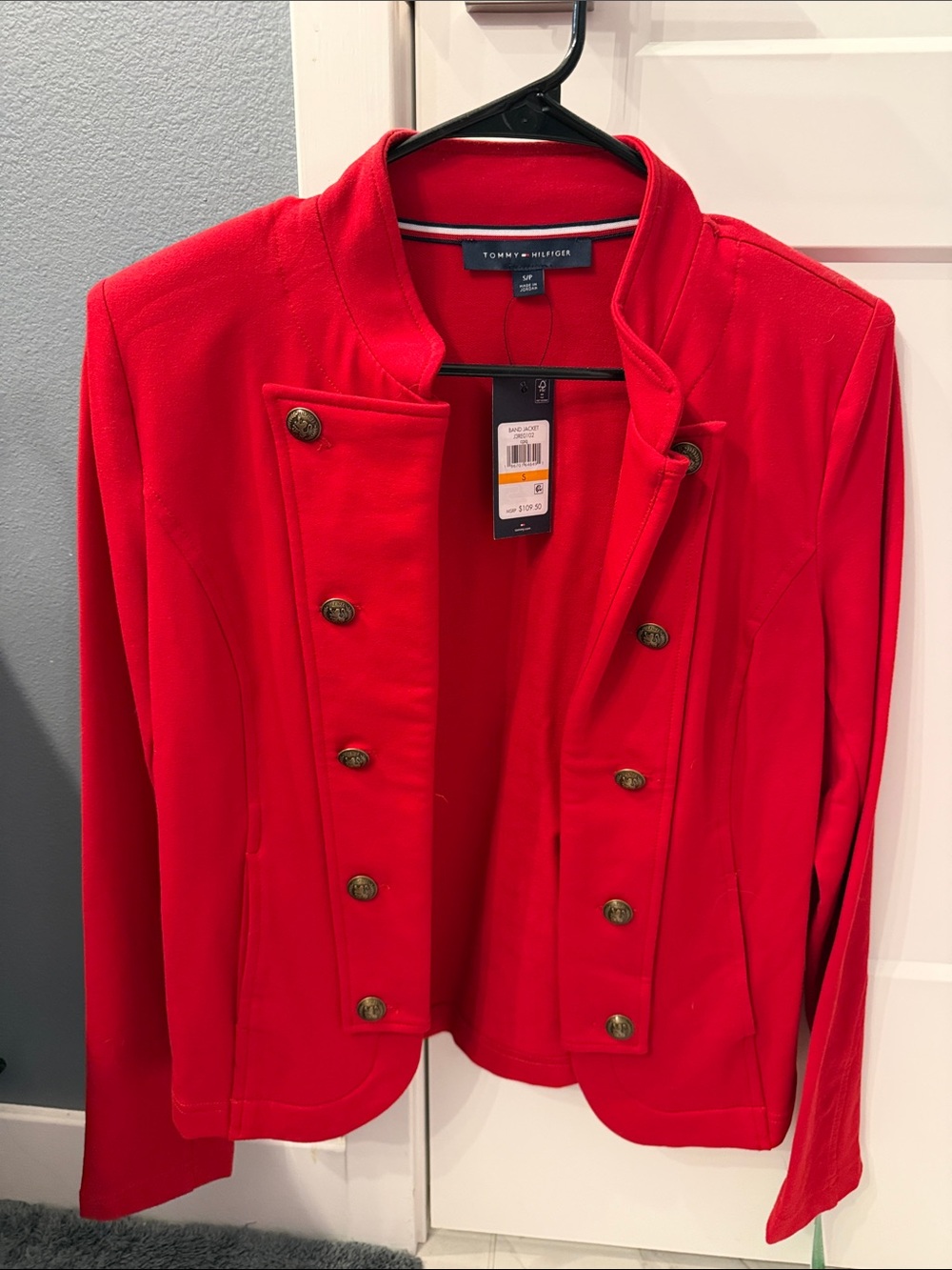 Tommy Hilfiger Bright Red Military-Inspired Blazer